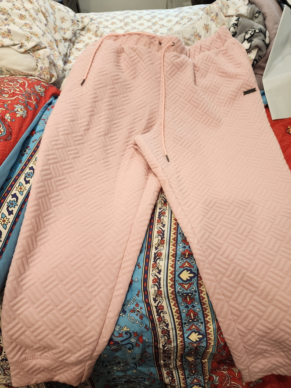 Nine West Quilted Blush Pink Knit Top with Logo Plaque